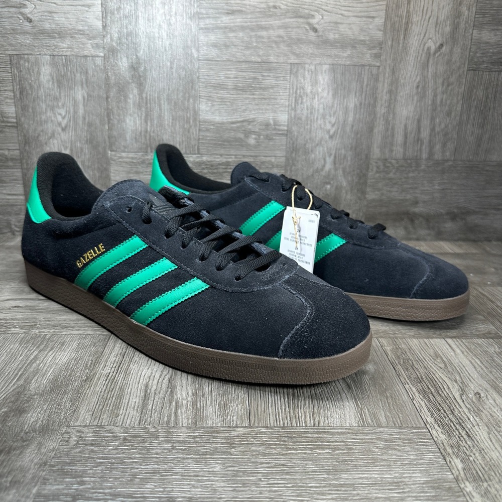 Adidas Gazelle Mens 14 Black Suede Green Gum Retro Classic NEW JH5394 - Picture 5 of 8